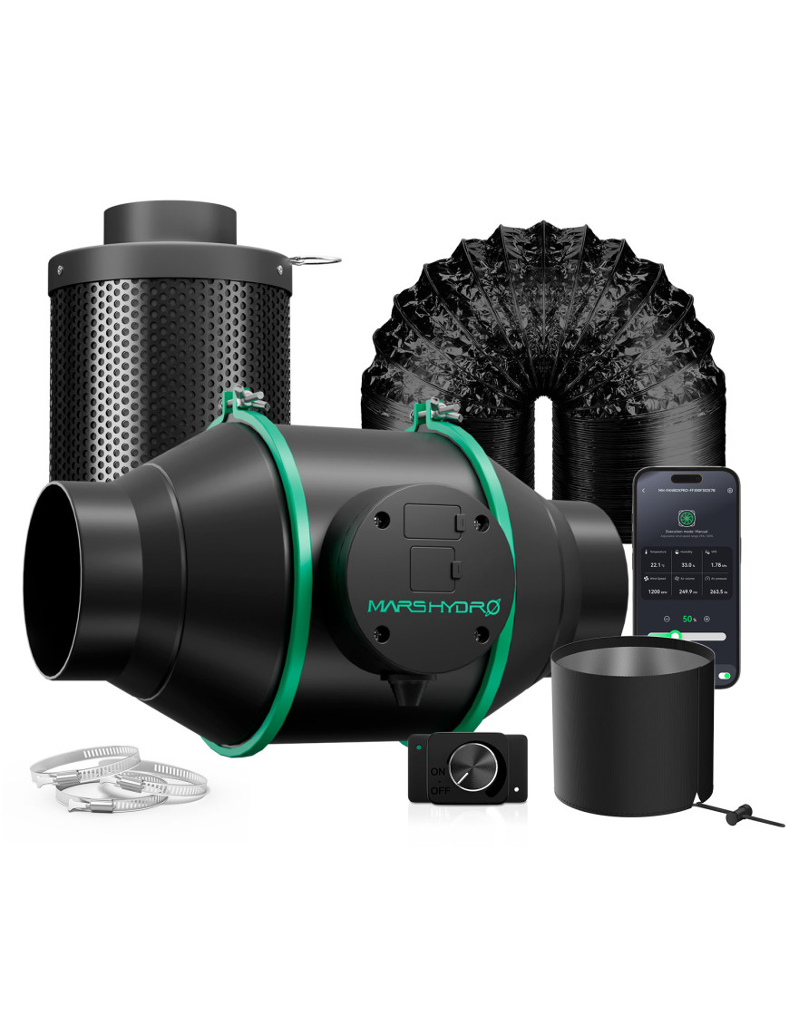 Mars Hydro iFresh 6 ventilator in ogleni filter – komplet z regulacijo hitrosti
