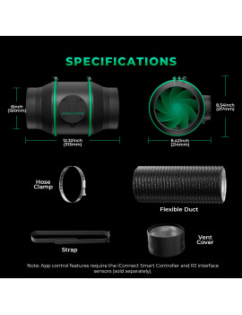 Mars Hydro iFresh 6 ventilator in ogleni filter – komplet z regulacijo hitrosti